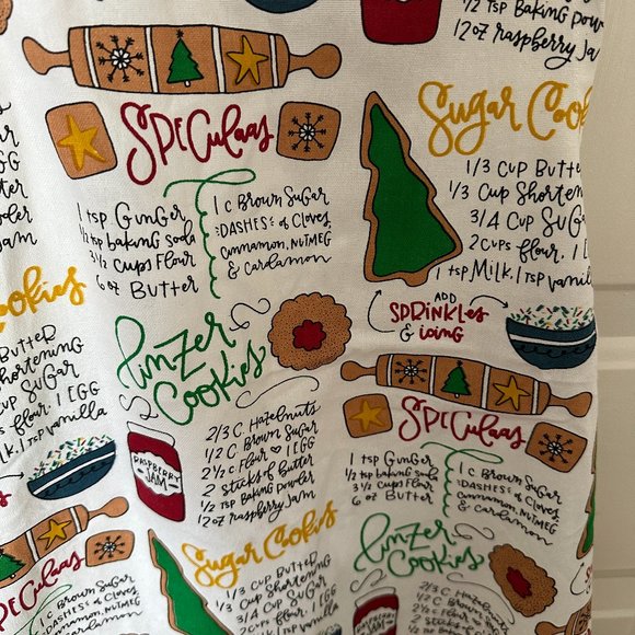 Park Designs Apron Christmas Cookie Recipe One Sz Adjustable Tie Red check trim - Picture 2 of 6